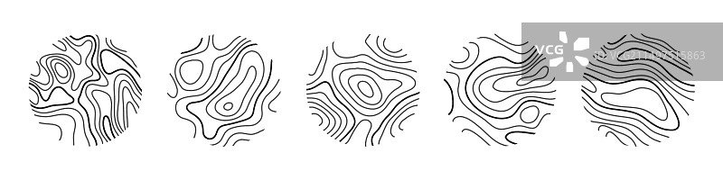 圆形木纹或地形图线条图片素材