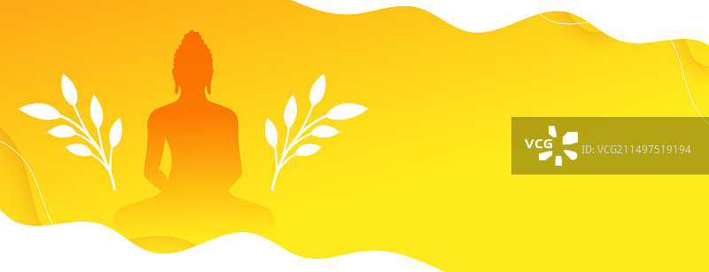 优雅的佛诞节黄色banner与树叶图片素材