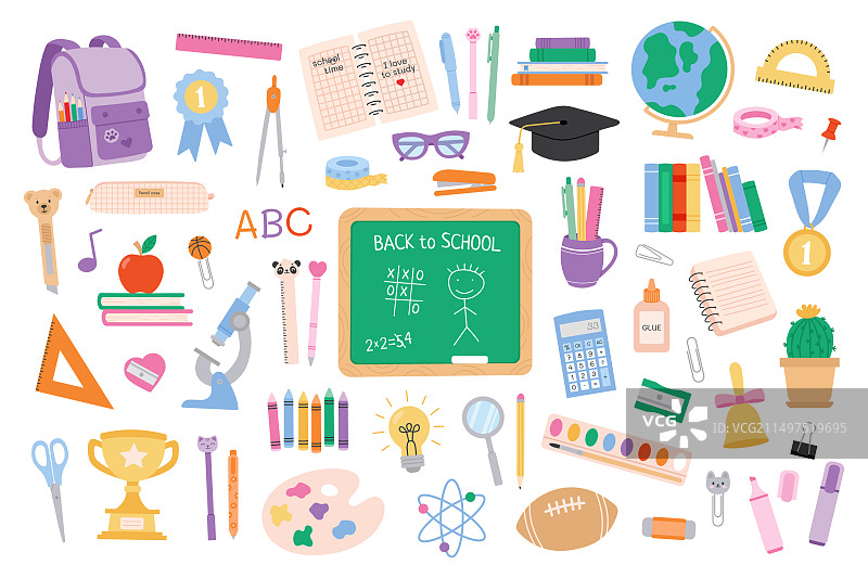 可爱开学用品大合集图片素材