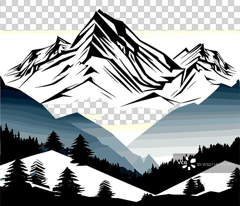 山脉黑色剪影图片素材