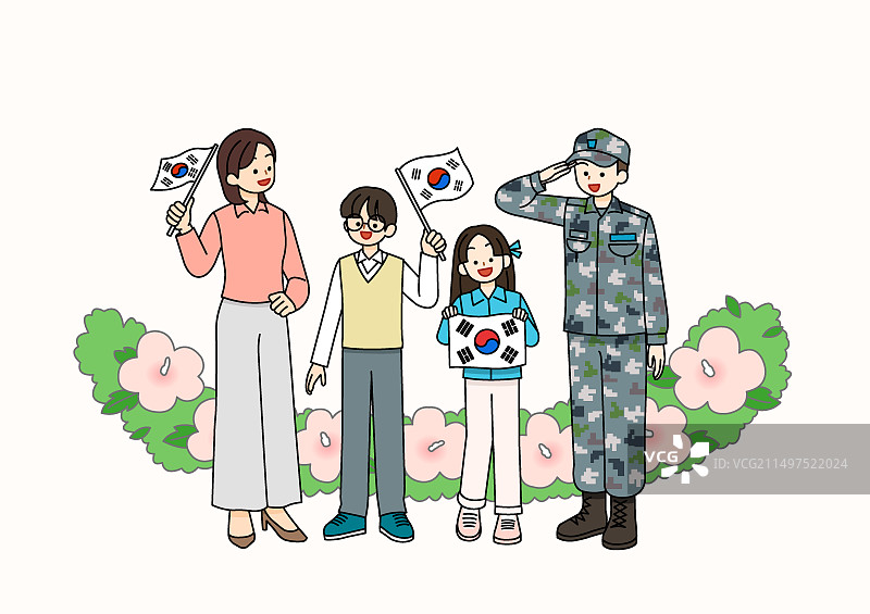 士兵向国旗敬礼图片素材