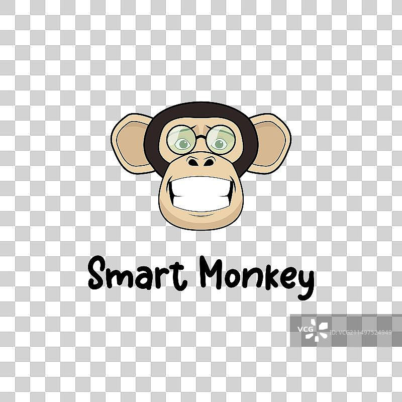 微笑的聪明猴子Logo符号设计图片素材