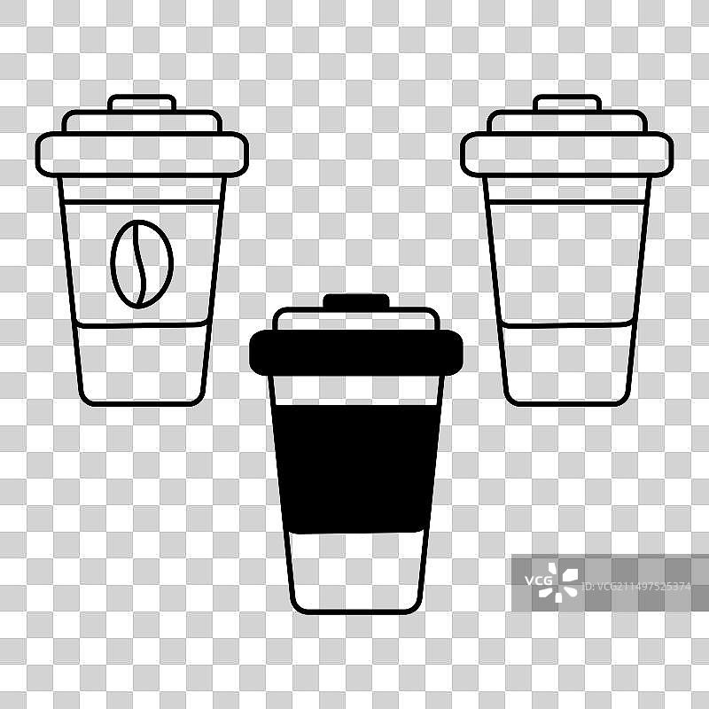 带盖一次性咖啡杯轮廓图片素材