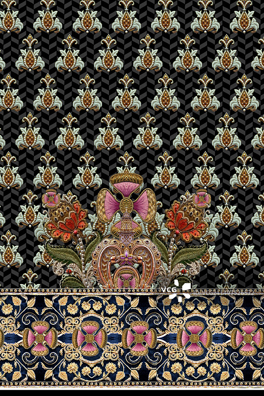 Kurti纺织品数码印花设计图片素材