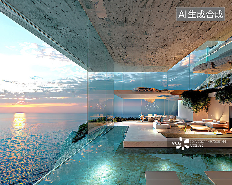 【AI数字艺术】现代豪华酒店内部景观图片素材