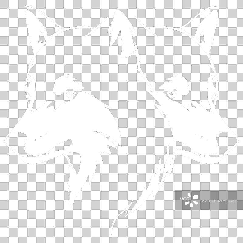 以两只狼为主题的单色艺术品图片素材