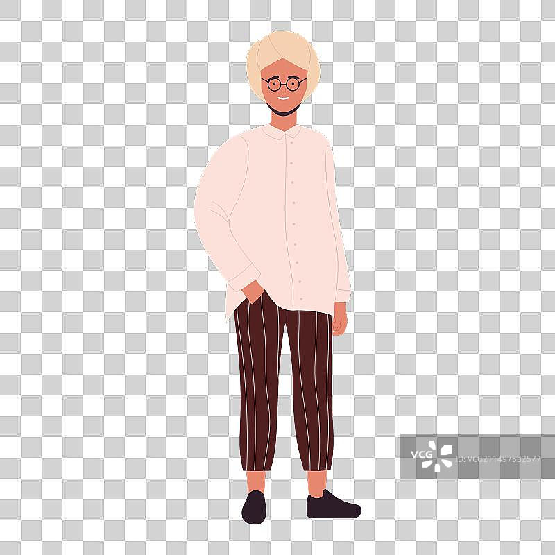 戴白色头巾和眼镜的阿拉伯青年男子图片素材