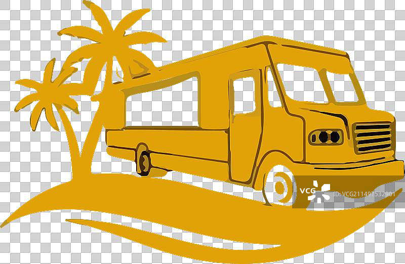 夏季海滩上的餐车图片素材