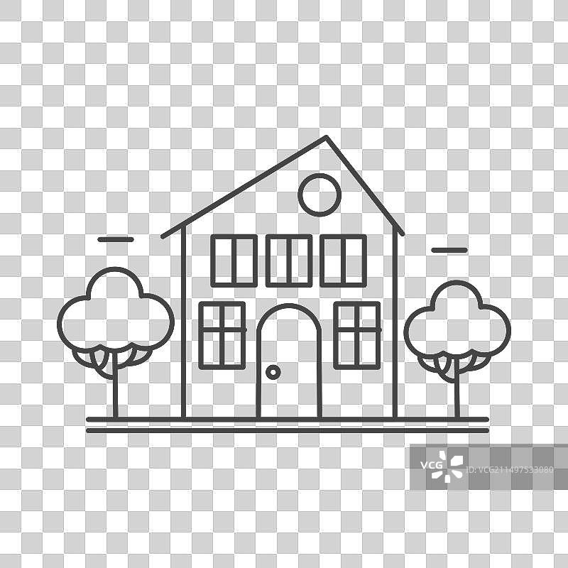 社区房屋建筑线性图标图片素材