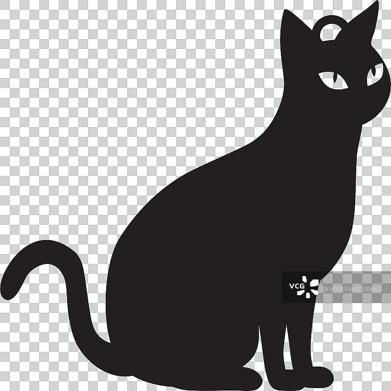 黑色猫耳环剪纸图片素材