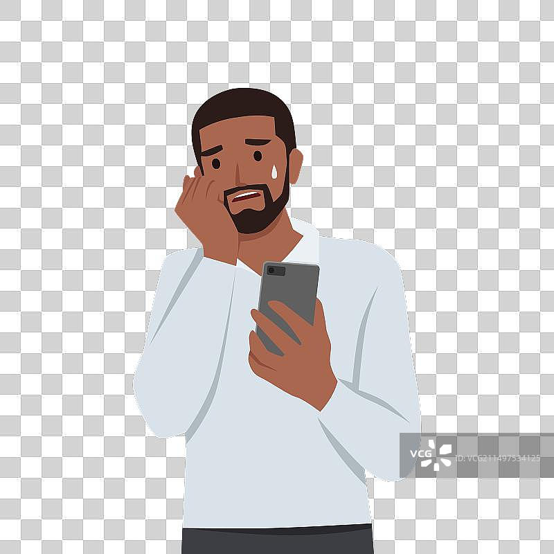 焦虑的年轻自由职业男人图片素材