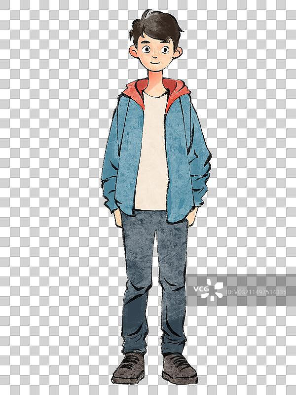 男生青少年大学生手绘插画元素图片素材