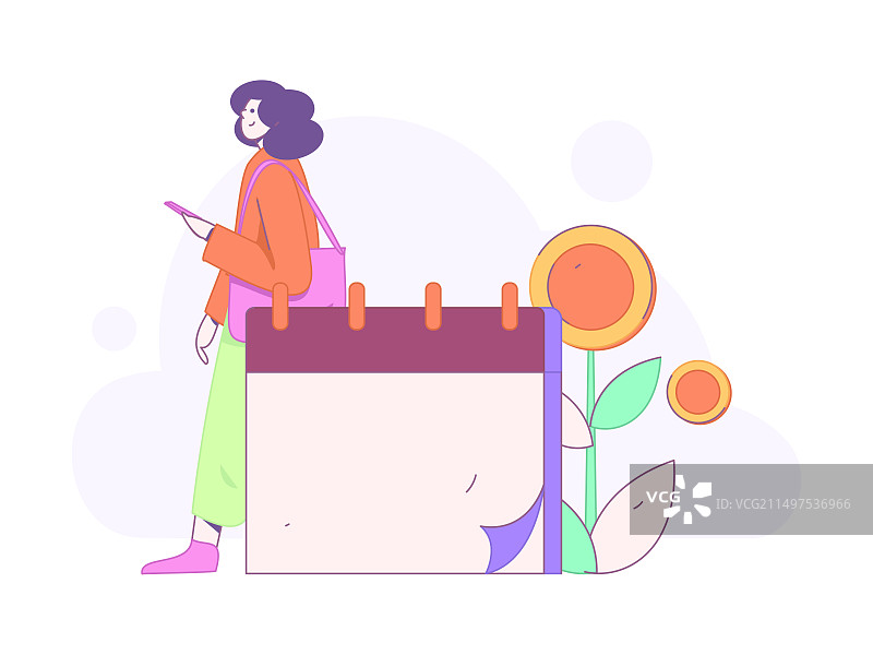 签到人物扁平矢量概念运营手绘插画图片素材