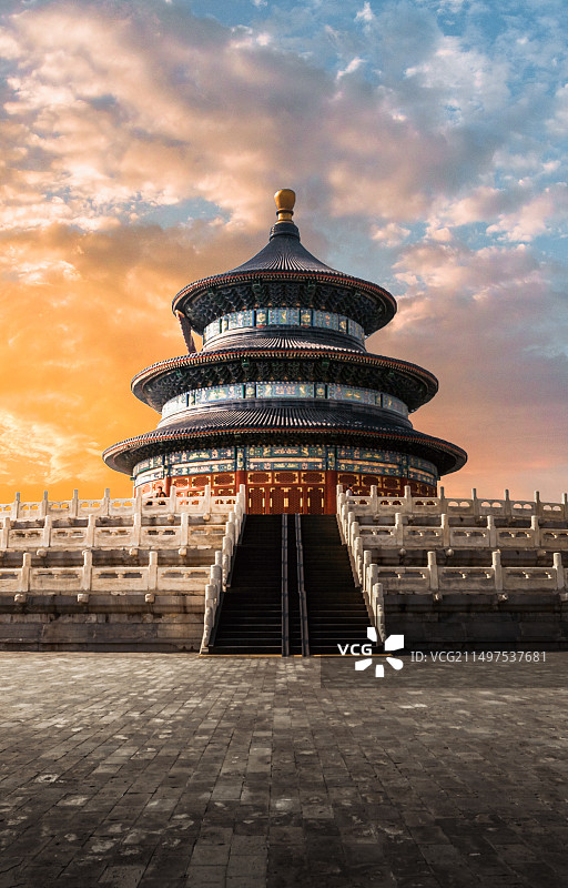 中国北京天坛祈年殿黄昏图片素材