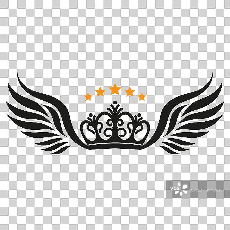 带有翅膀和星星的皇冠图片素材