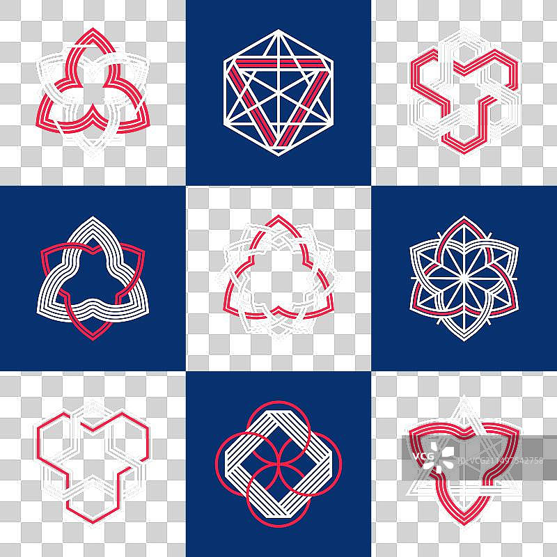 复古风格缠绕线条图标合集图片素材