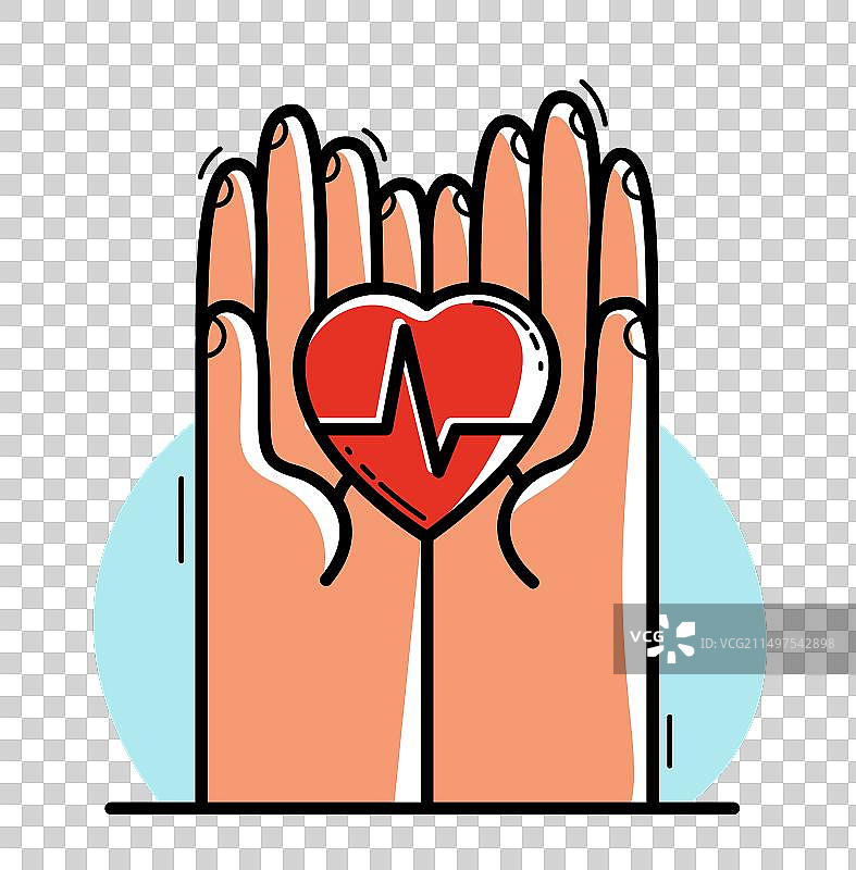 两只手保护心形和心电图图片素材