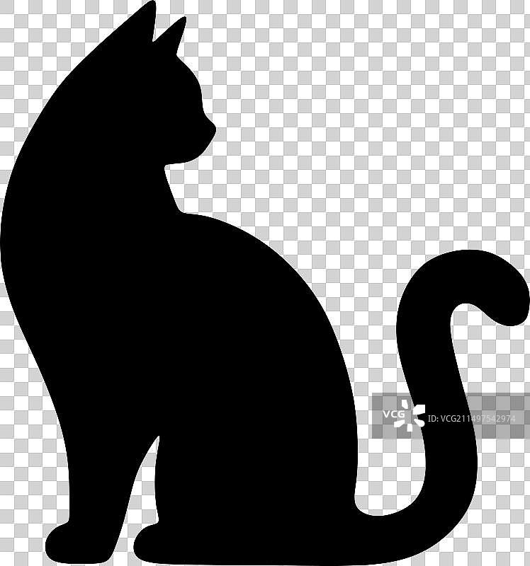 猫咪剪影图标黑色简约外形图片素材