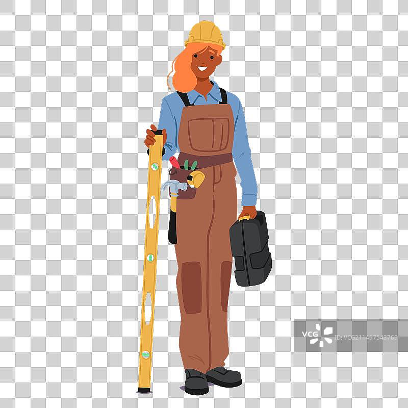 工作中女建筑工人角色图片素材