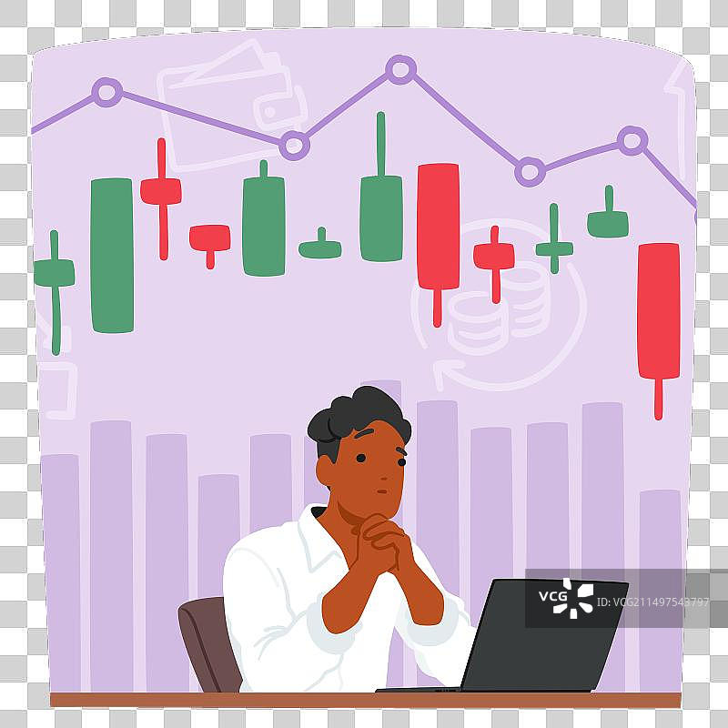 沮丧的加密货币商人男性角色图片素材