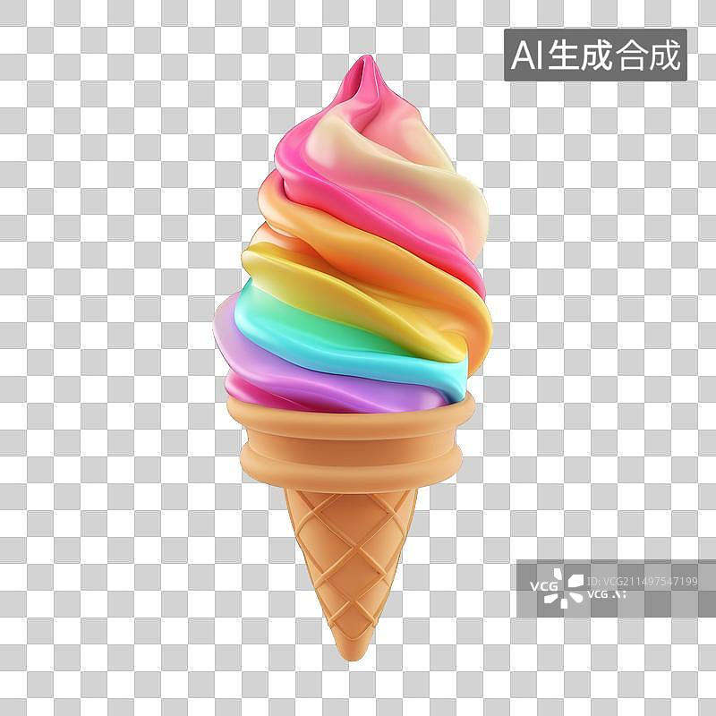 【AI数字艺术】3D卡通渲染多种口味的蛋卷冰淇淋PNG免扣素材图片素材