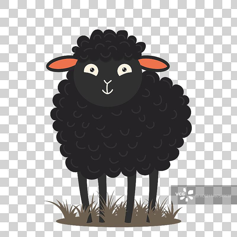 可爱的卡通黑绵羊扁平风格图片素材