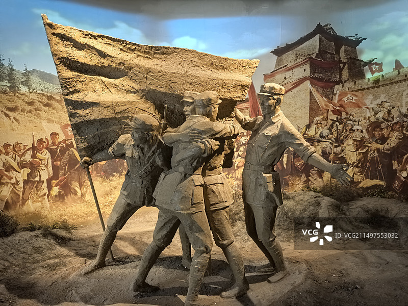 甘肃省博物馆“红色甘肃”展厅“会宁会师”雕像图片素材