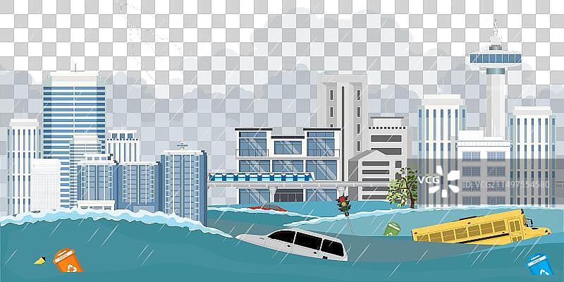 城市洪水：城市街道上的洪水图片素材