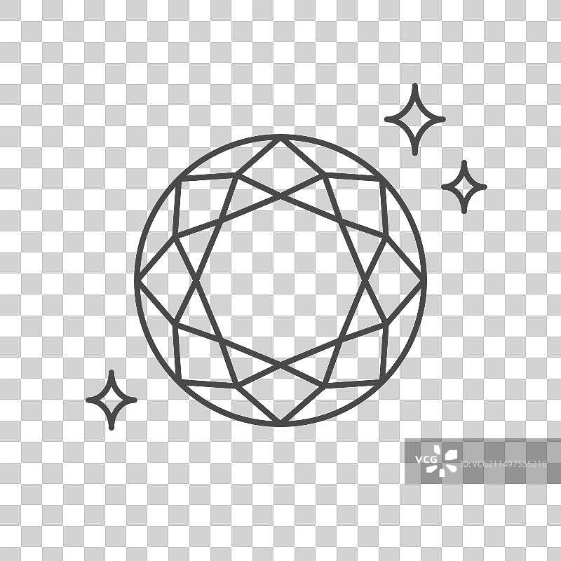 圆形明亮切割钻石俯视图轮廓图标图片素材