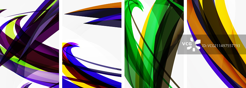 四种不同颜色的漩涡拼贴画图片素材