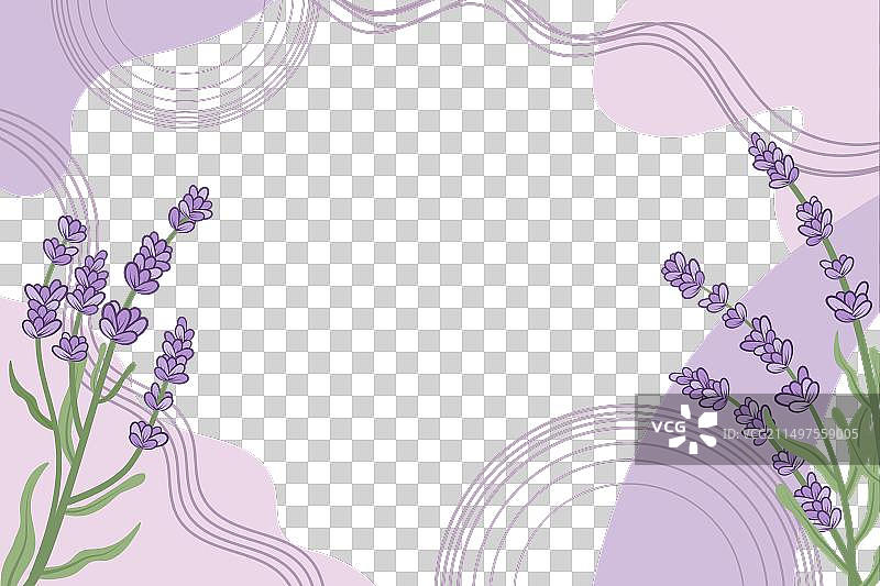 薰衣草主题潮流植物墙壁艺术图片素材