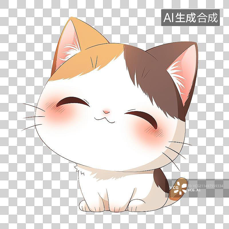 【AI数字艺术】坐着的三花猫插画元素图片素材