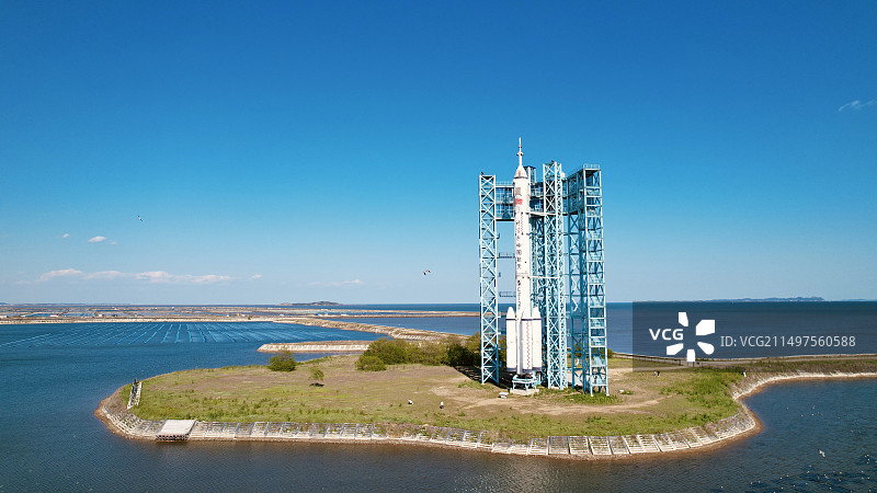 大连皮口港长征四号火箭图片素材