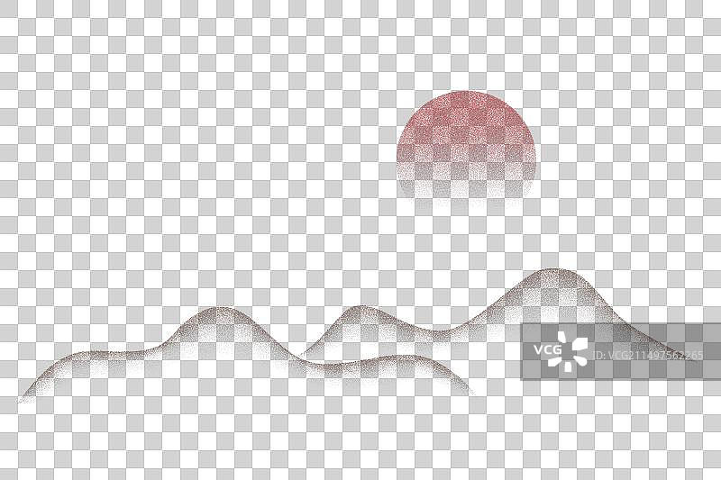 点状颗粒渐变山脉和太阳图片素材