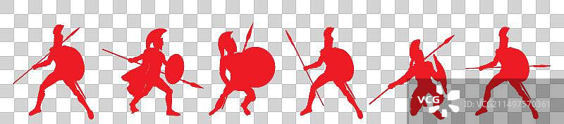 希腊英雄士兵阿喀琉斯与矛剪影图片素材