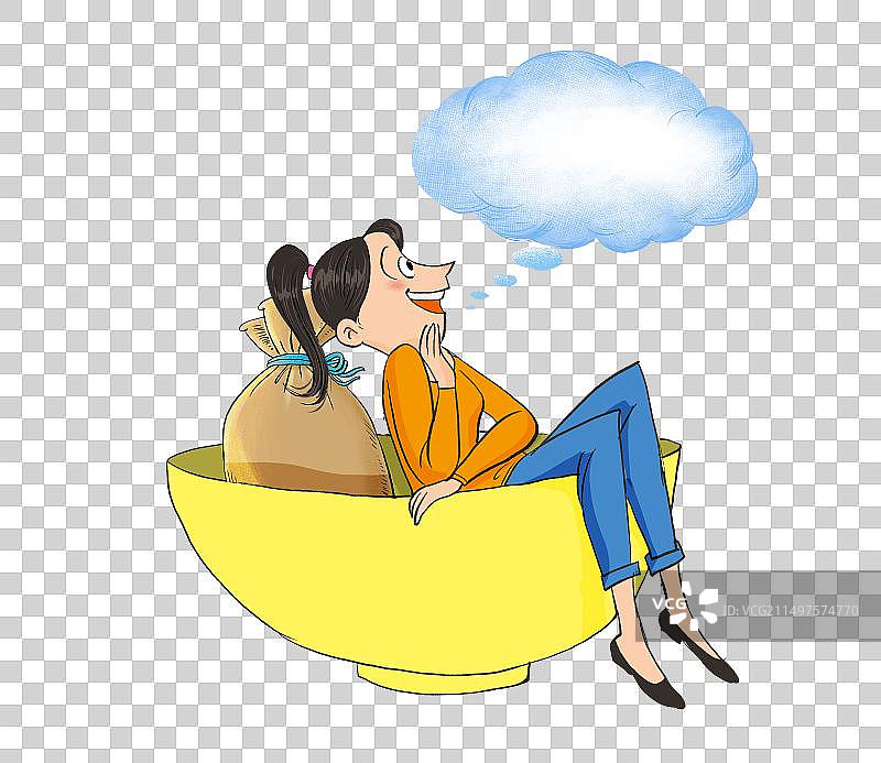 黄金饭碗里的女人图片素材