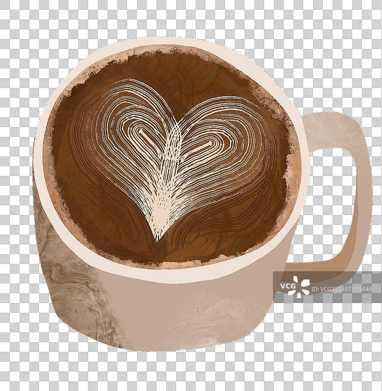 抽象卡通拉花咖啡下午茶插画元素图片素材