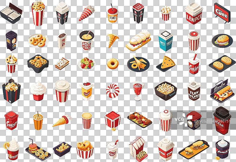 电影院快餐2.5D模型图片素材