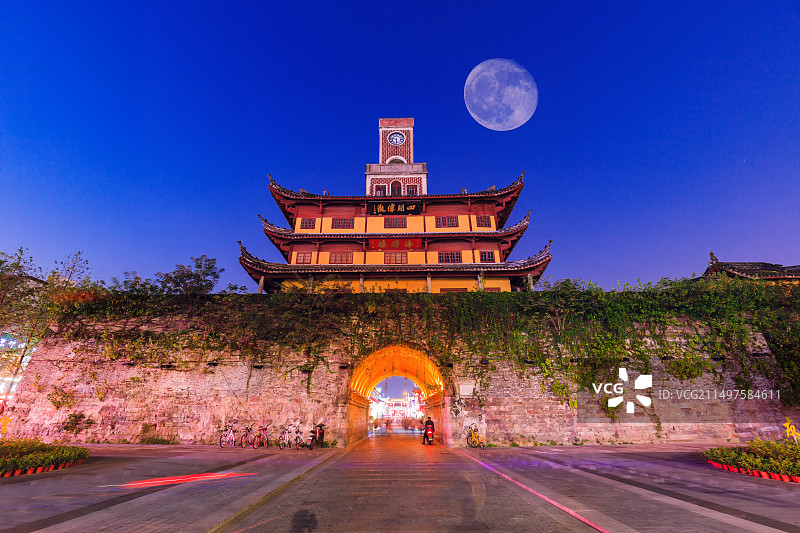 宁波鼓楼夜景图片素材