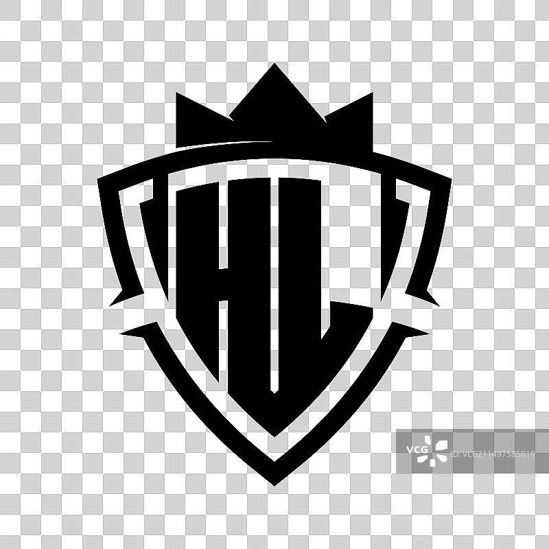 HL字母粗体三角形曲线盾牌标志图片素材