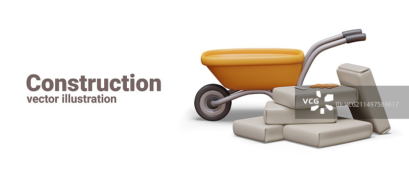 建筑用空手推车概念图片素材