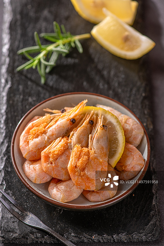海鲜虾北极甜虾带籽虾鲜活速冻即食海鲜图片素材