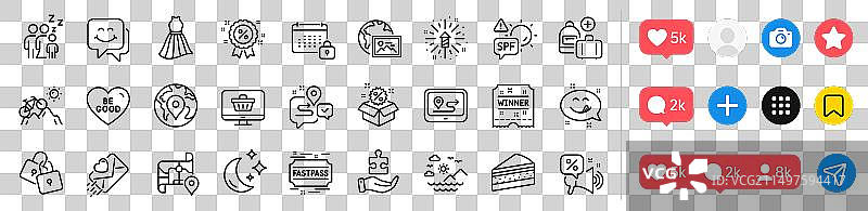 拼图网页照片和海山线条图标图片素材