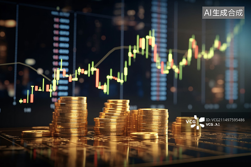 【AI数字艺术】金融投资股票增长三维渲染金融题材概念图片图片素材