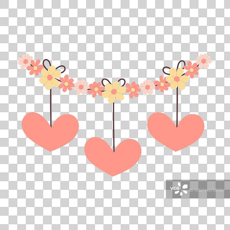 白色背景上的春季花环图片素材