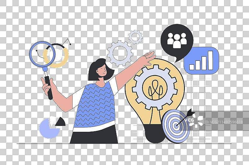 现代扁平风格的商业解决方案概念图片素材