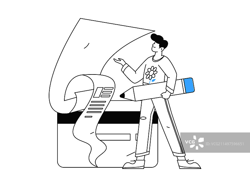 信用卡账单人物扁平矢量概念运营手绘插画图片素材