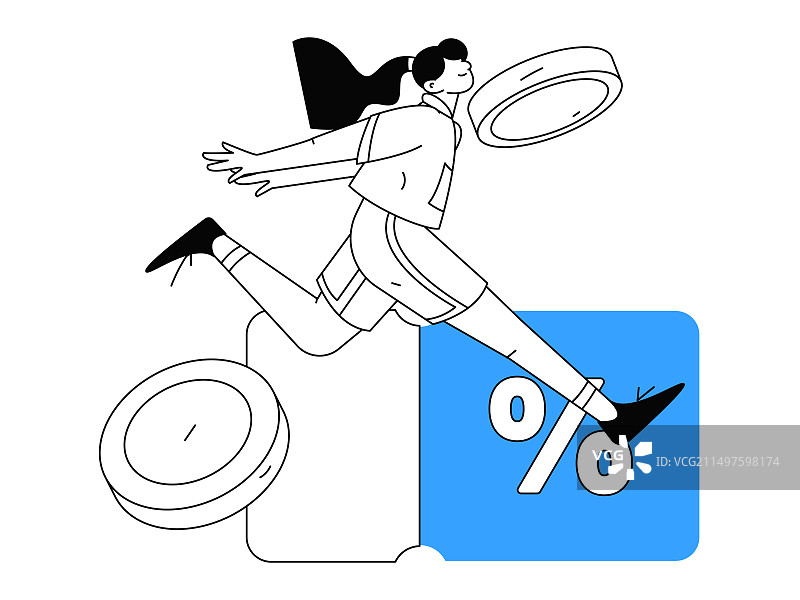 网购电商优惠券概念扁平矢量概念运营手绘插画图片素材