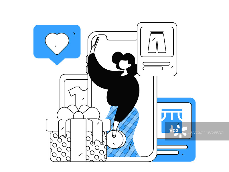 网红直播带货矢量互联网手绘插画图片素材