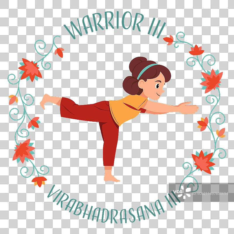 女孩做瑜伽战士第三式图片素材